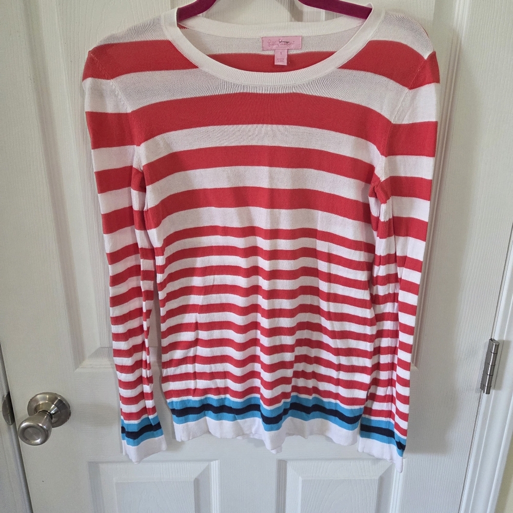 Lilly Pulitzer Whitw and Blue Striped Top